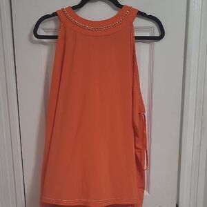 Orange Sleeveless Top with Chain Detail